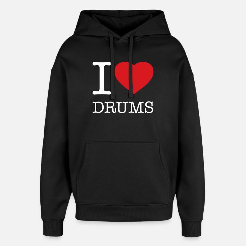 J’ADORE LA BATTERIE - Sweat à capuche unisexe Stanley/Stella Oversized - noir