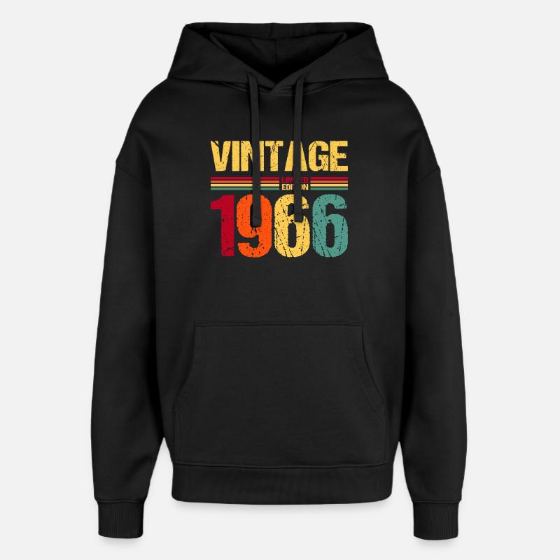 1966 Né 60e anniversaire - Sweat à capuche unisexe Stanley/Stella Oversized - noir