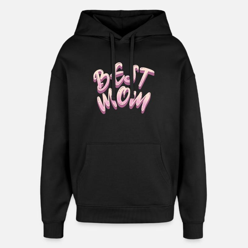 Meilleur lettrage rose de Maman - Sweat à capuche unisexe Stanley/Stella Oversized - noir