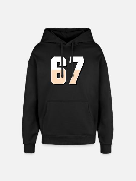 6 7 – Trendy minimalist text design, - Oversized Unisex Hoodie by Stanley/Stella - black