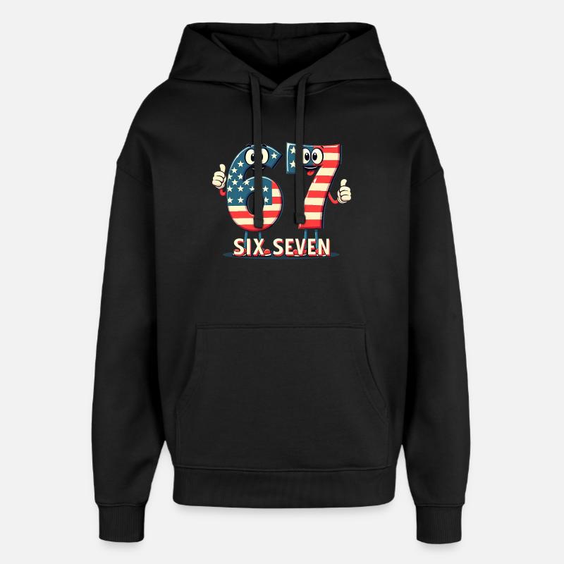 US Flag 67 Memes Six Seven - Sweat à capuche unisexe Stanley/Stella Oversized - noir