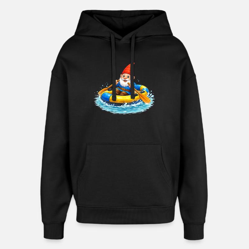 Gartenzwerg im Schlauchboot auf Sommerabenteuer - Oversized Unisex Hoodie von Stanley/Stella - Schwarz