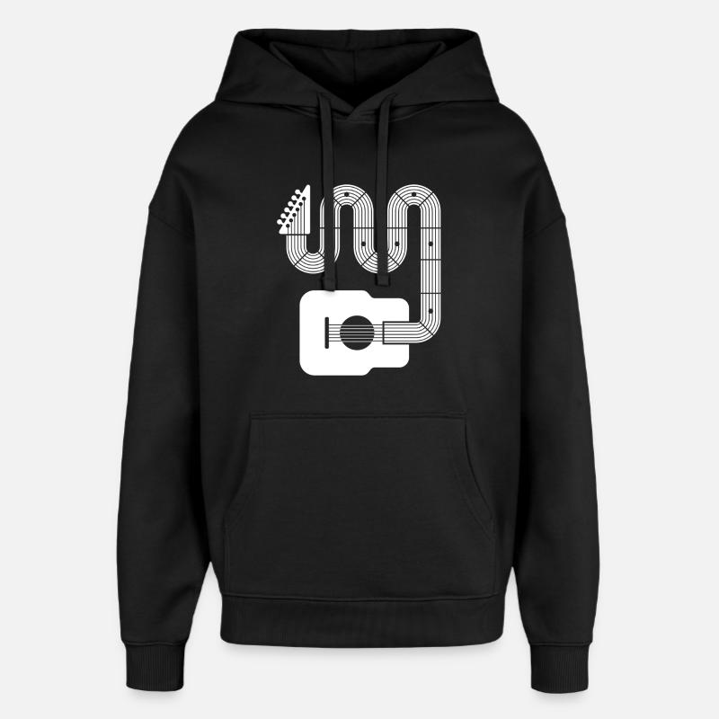 Guitare acoustique abstraite - Sweat à capuche unisexe Stanley/Stella Oversized - noir