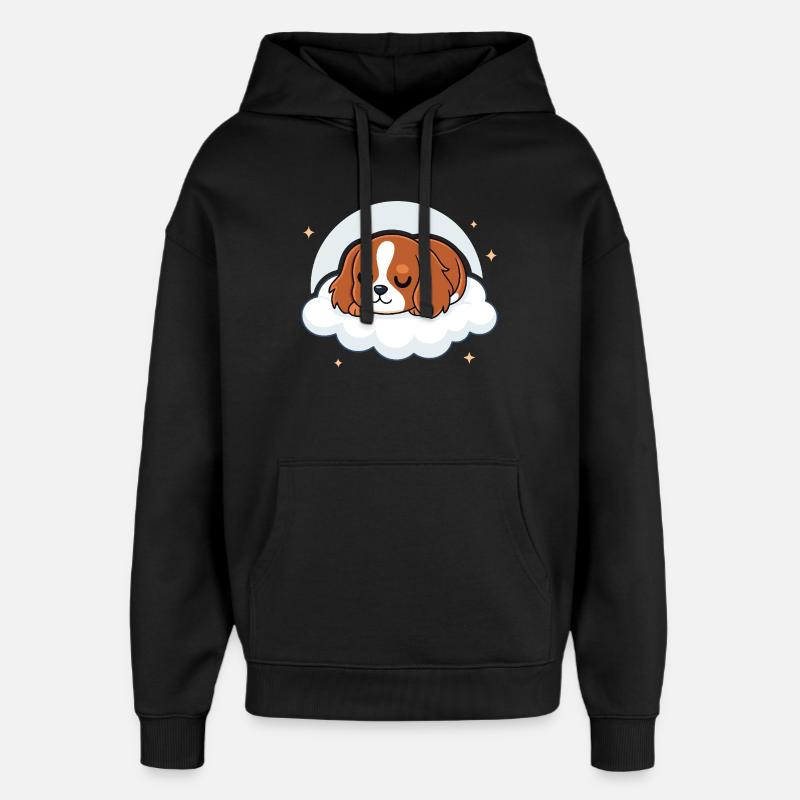 Puppy Sleeper Rider on Cloud - Oversized Unisex Hoodie by Stanley/Stella - black