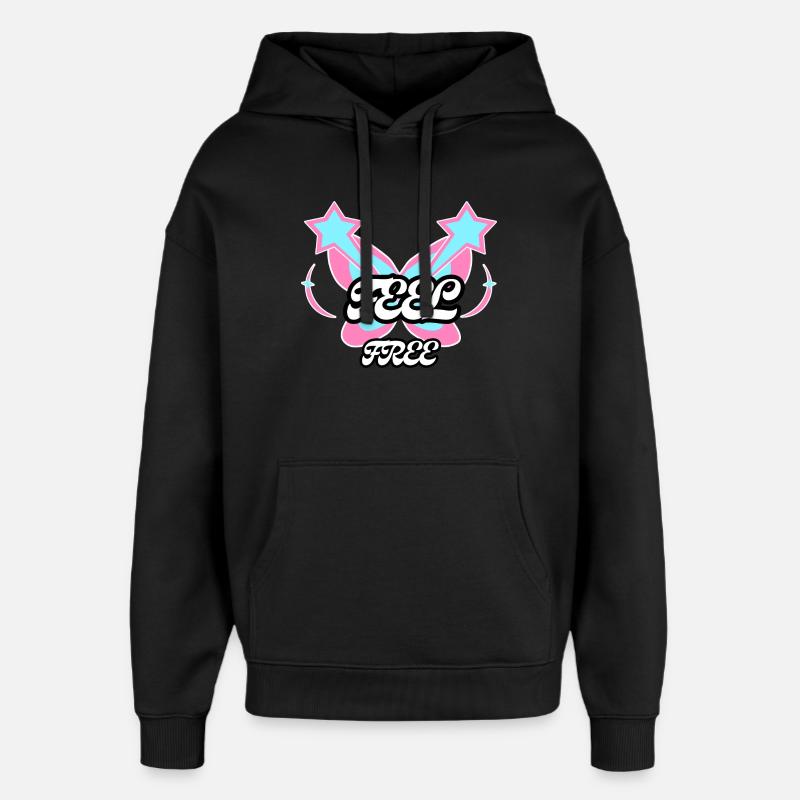 Sentez-vous libre : Emblème Papillon - Sweat à capuche unisexe Stanley/Stella Oversized - noir