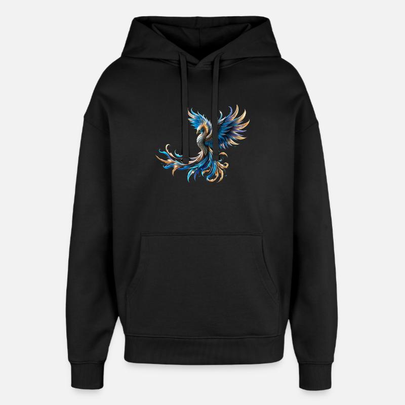 Phénix Bleu Feu - Sweat à capuche unisexe Stanley/Stella Oversized - noir