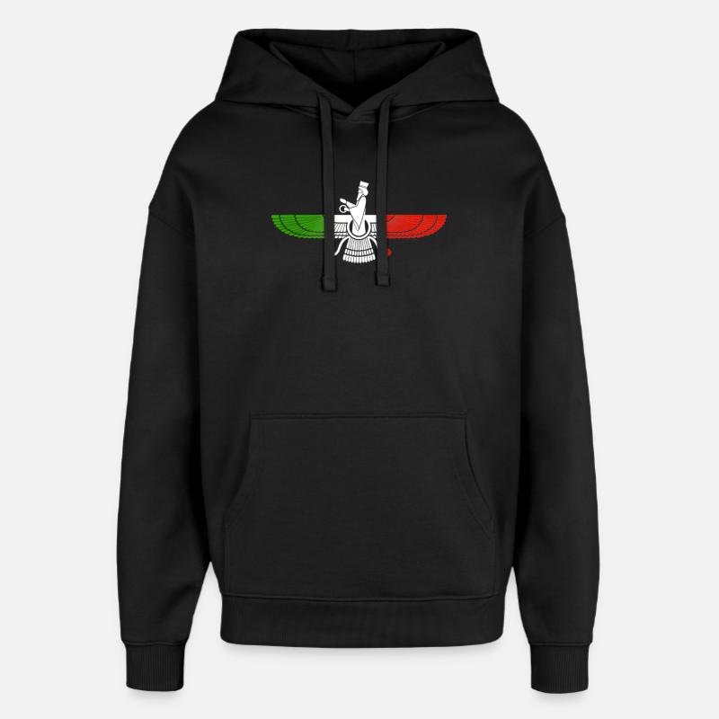 Art iranien | Fravashi, Farvahar, Inde - Sweat à capuche unisexe Stanley/Stella Oversized - noir