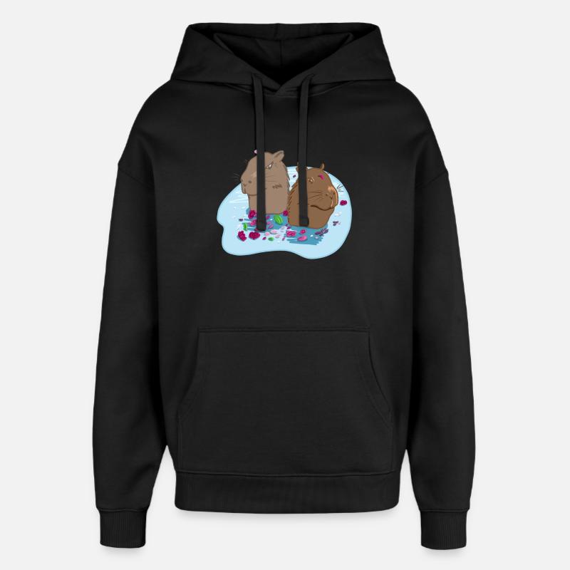 Capybaras verliebt - Oversized Unisex Hoodie von Stanley/Stella - Schwarz