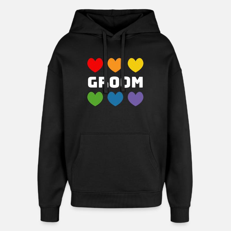 Rainbow Hearts Groom blanc - Sweat à capuche unisexe Stanley/Stella Oversized - noir