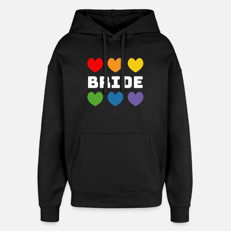 Cœur arc-en-ciel Bride blanc - Sweat à capuche unisexe Stanley/Stella Oversized - noir