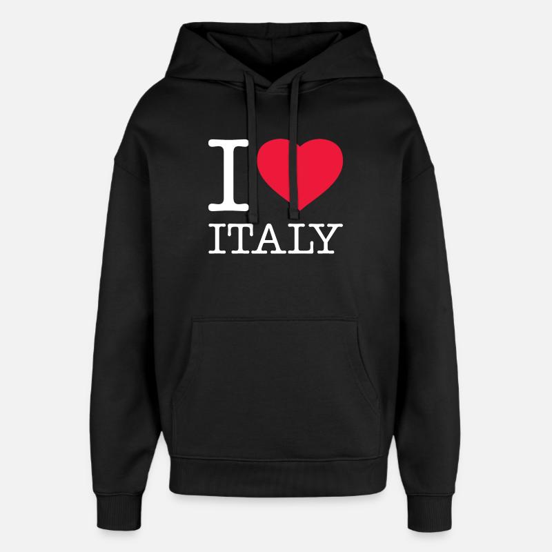 I LOVE ITALY Italien - Sweat à capuche unisexe Stanley/Stella Oversized - noir