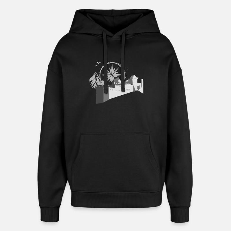 Château avec boussole - Sweat à capuche unisexe Stanley/Stella Oversized - noir