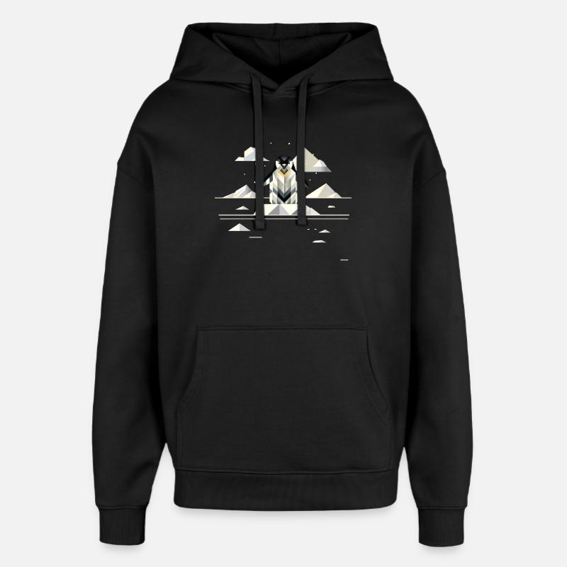 pingouin élégant dans un paysage de glace géométrique - Sweat à capuche unisexe Stanley/Stella Oversized - noir