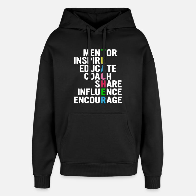 Professeur Acrostichon : Mentorer, Inspirer,... - Sweat à capuche unisexe Stanley/Stella Oversized - noir