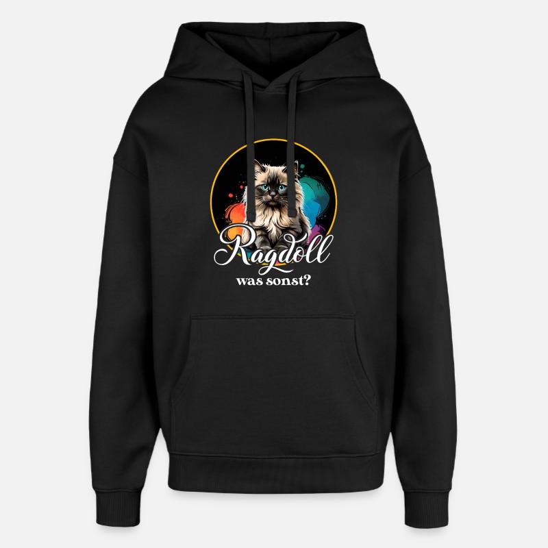 Ragdoll Cat - Oversized Unisex Hoodie by Stanley/Stella - black