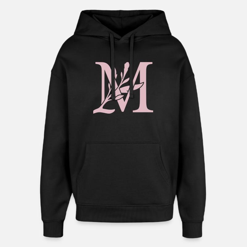 LM Floral Monogram - Oversized Unisex Hoodie by Stanley/Stella - black
