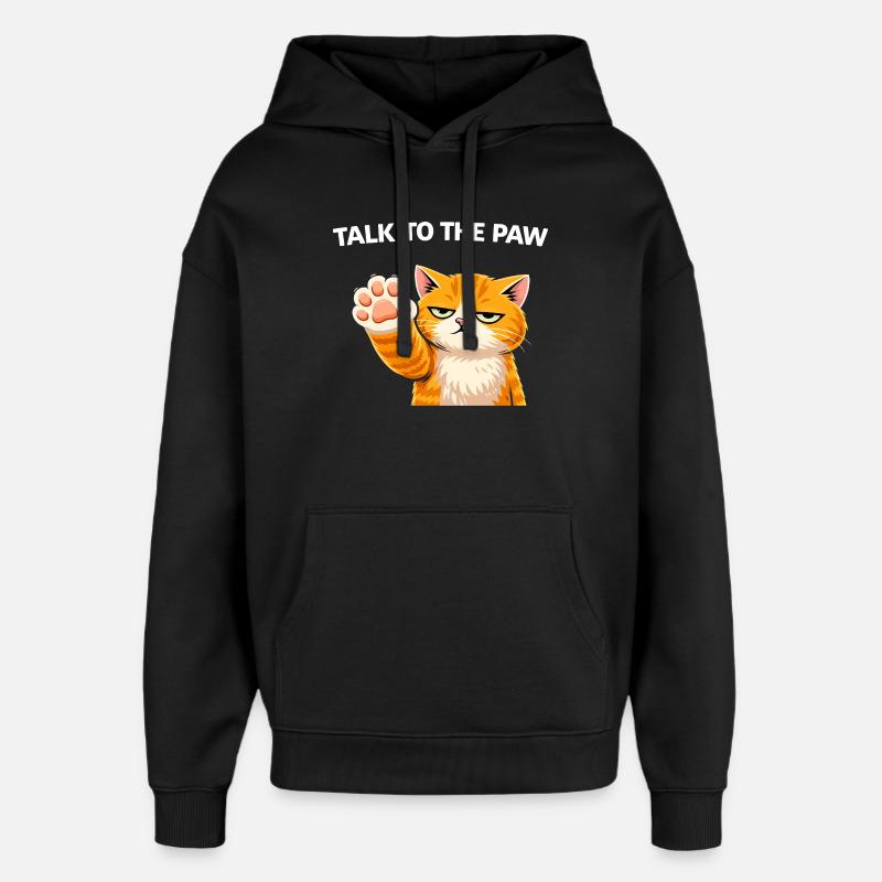 Parler au chat patte - Sweat à capuche unisexe Stanley/Stella Oversized - noir