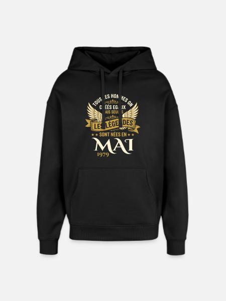Anniversaire Mai 1979 - Sweat à capuche unisexe Stanley/Stella Oversized - noir