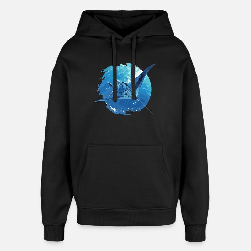 Raies Manta Raies - Sweat à capuche unisexe Stanley/Stella Oversized - noir