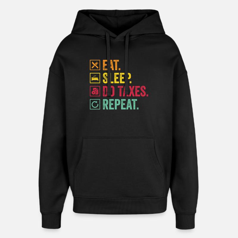 Manger Contrôle du sommeil Répéter - Sweat à capuche unisexe Stanley/Stella Oversized - noir