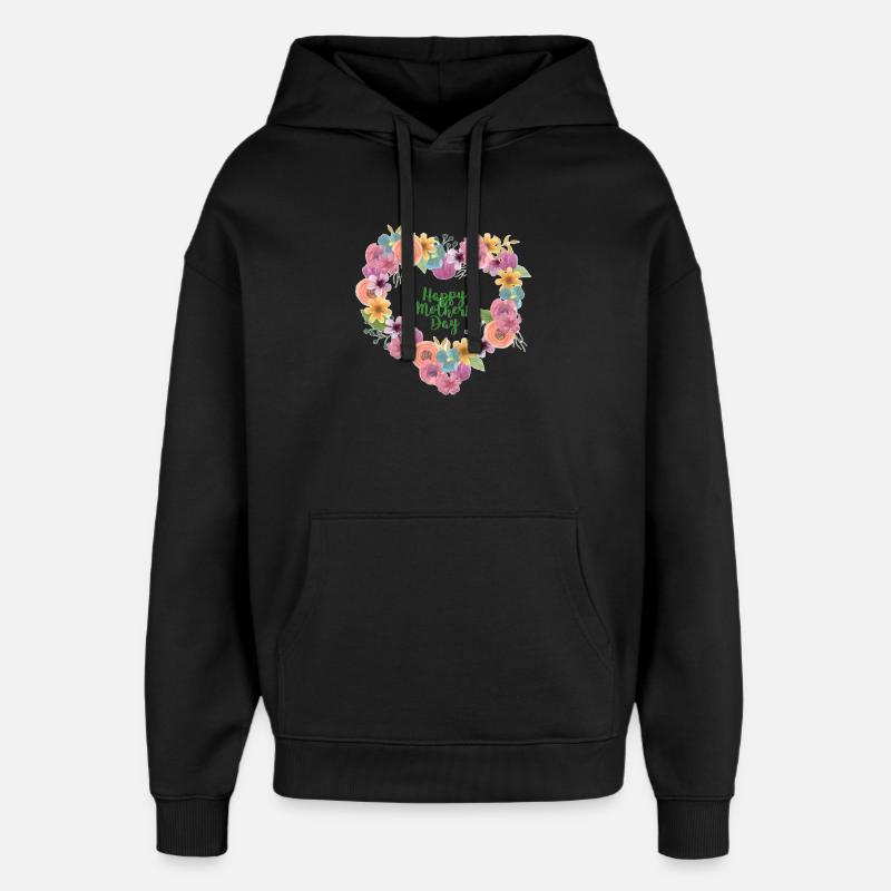 Fleur Coeur Fête des Mères Design - Sweat à capuche unisexe Stanley/Stella Oversized - noir
