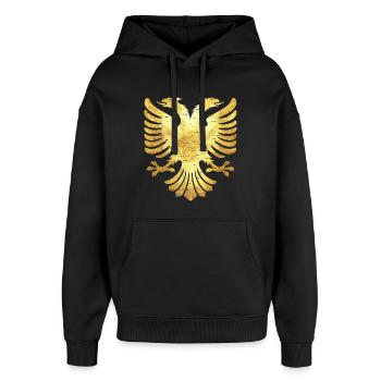 Double headed eagle Albania Kosovo Shqiptare - Oversized Unisex Hoodie by Stanley/Stella - black - Front - AI Model Female 172 light (172cm) & AI Model Male 185 light (185cm)