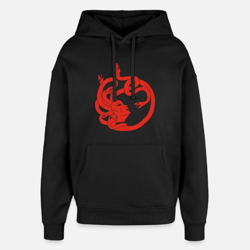 Femme aux cheveux de serpents (rouge) - Sweat à capuche unisexe Stanley/Stella Oversized - noir