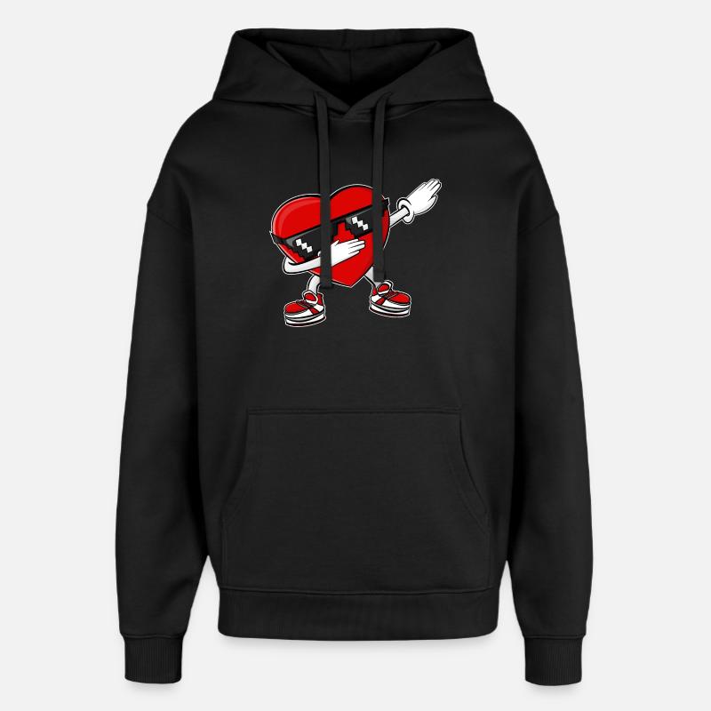 Dabbing Heart Saint-Valentin - Sweat à capuche unisexe Stanley/Stella Oversized - noir