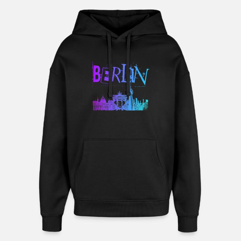 Berlin Skyline Panorama - Sweat à capuche unisexe Stanley/Stella Oversized - noir