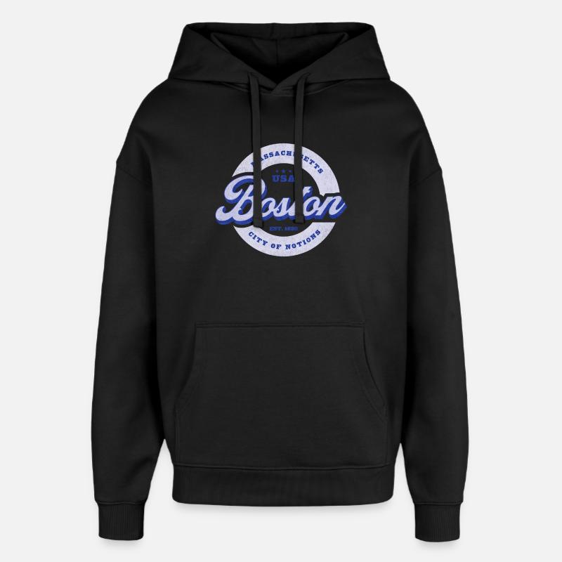Boston Schriftzug Kreisabzeichen - Oversized Unisex Hoodie von Stanley/Stella - Schwarz