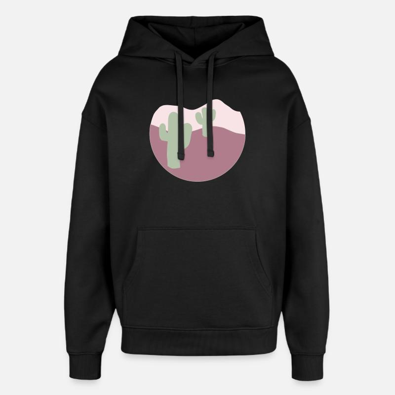 Désert avec des cactus - Sweat à capuche unisexe Stanley/Stella Oversized - noir