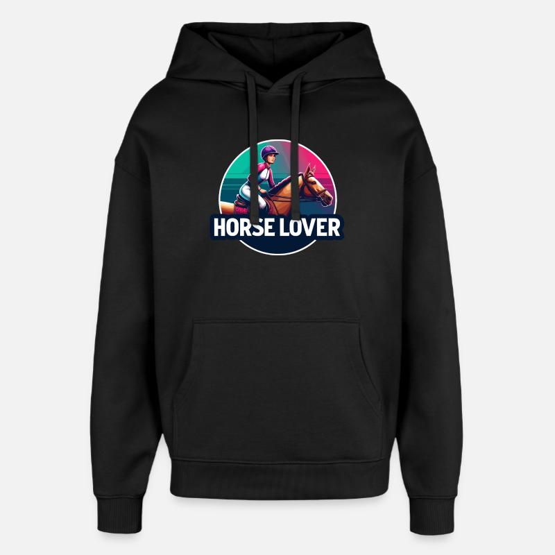 Emblème du cavalier équestre - Sweat à capuche unisexe Stanley/Stella Oversized - noir