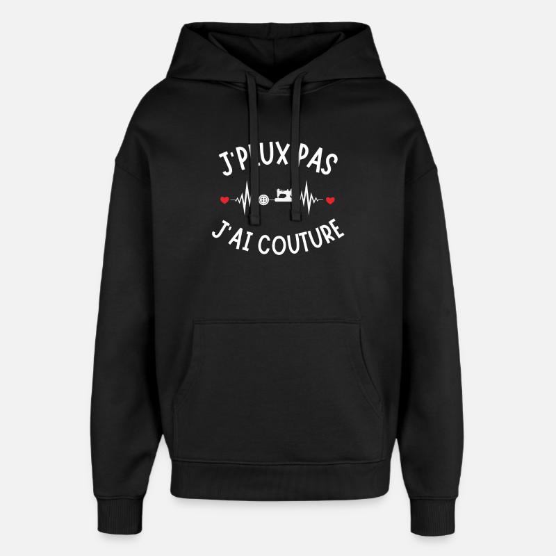 Sewing, embroidery, sewing machine - Oversized Unisex Hoodie by Stanley/Stella - black