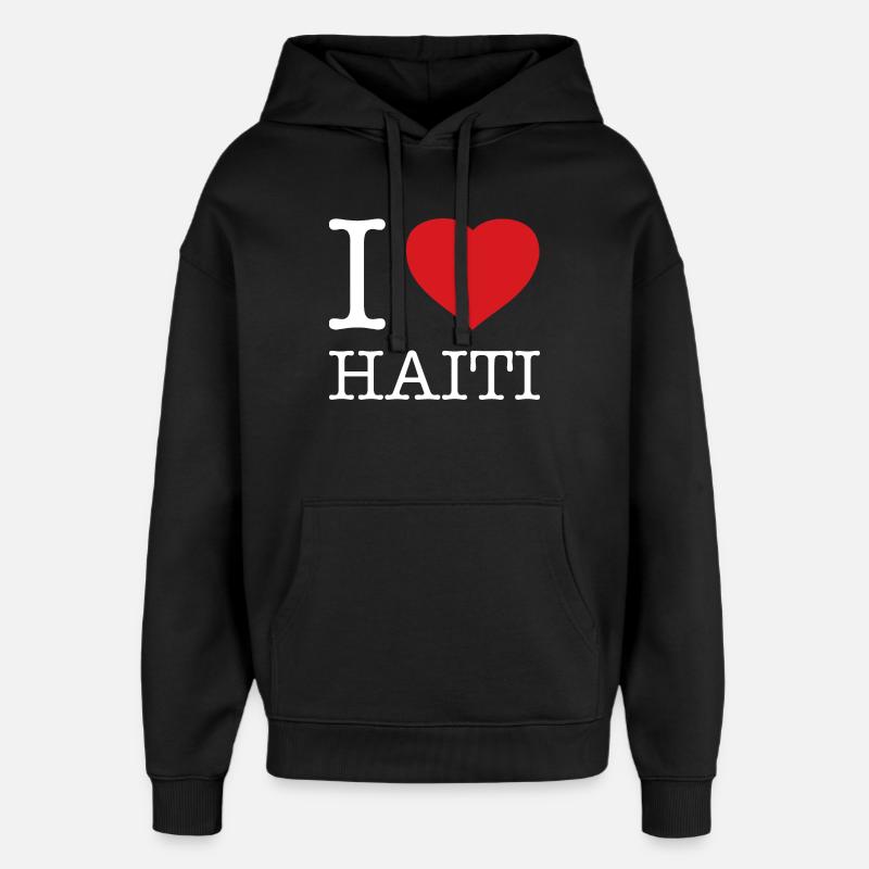 J'AIME HAÏTI - Sweat à capuche unisexe Stanley/Stella Oversized - noir