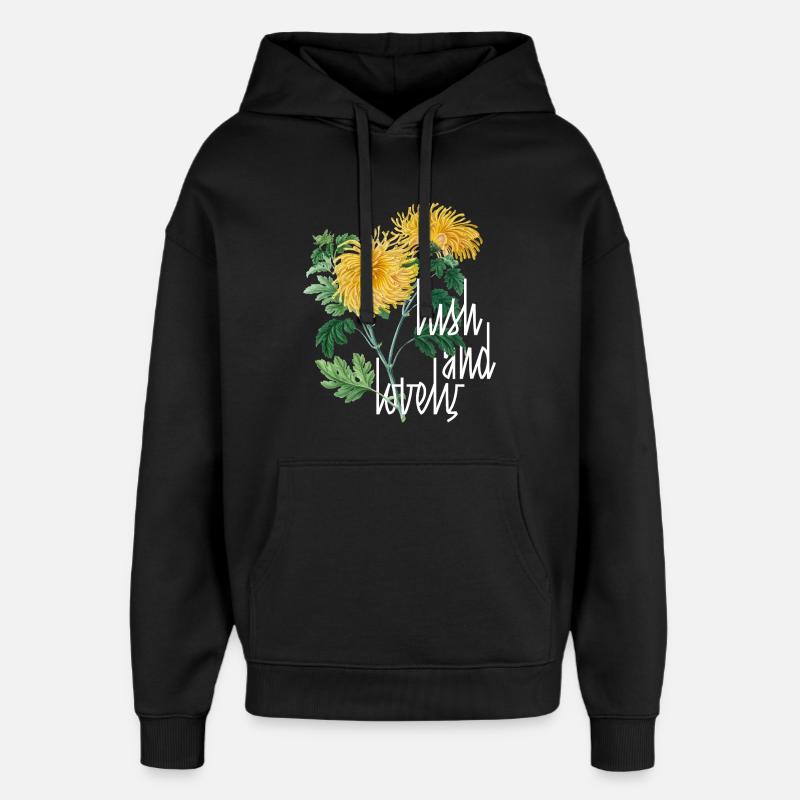 Chrysanthèmes luxuriants et charmants - Sweat à capuche unisexe Stanley/Stella Oversized - noir