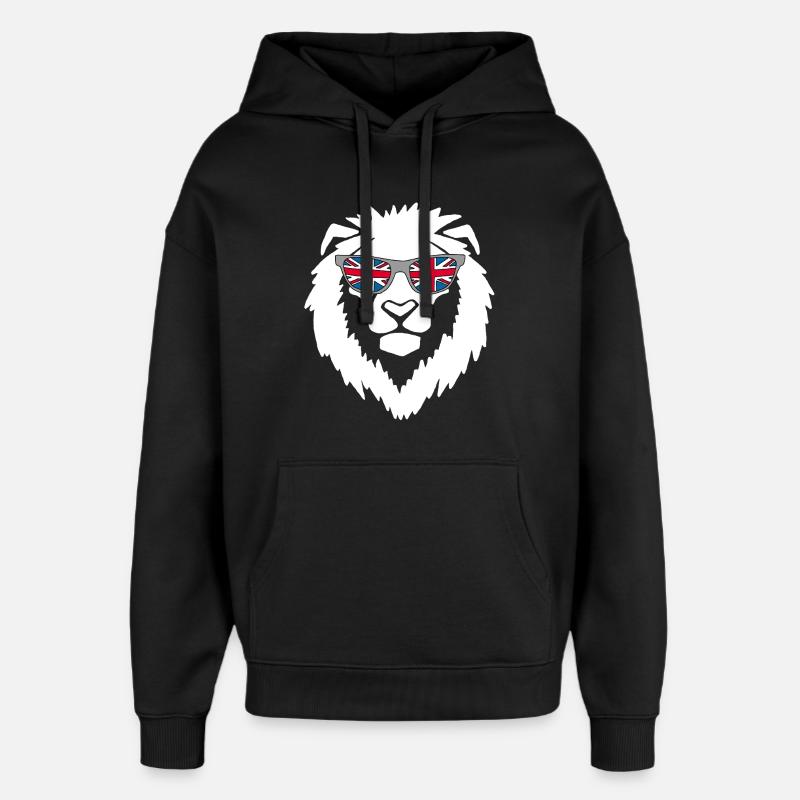 Lion du Royaume-Uni blanc - Sweat à capuche unisexe Stanley/Stella Oversized - noir