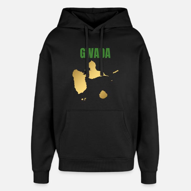 T-shirt GWADA carte dorée Antilles - Sweat à capuche unisexe Stanley/Stella Oversized - noir