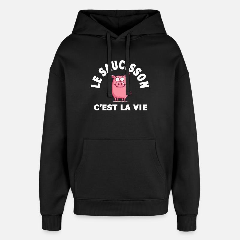 Wurst ist Lebenshumor - Oversized Unisex Hoodie von Stanley/Stella - Schwarz