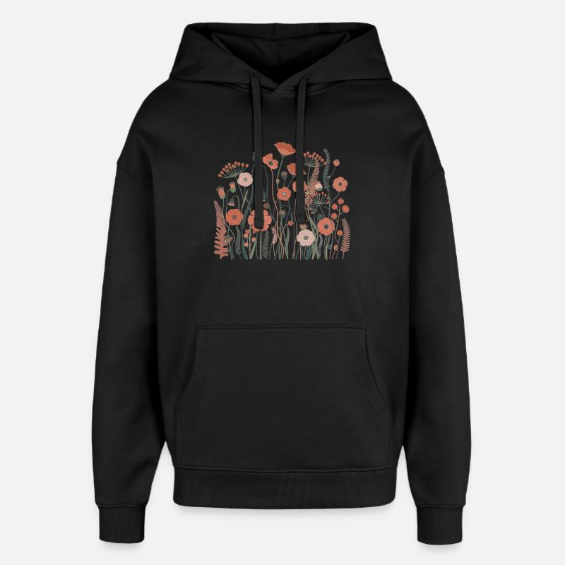 Boho Wildflowers – Blooming Harmony - Oversized Unisex Hoodie by Stanley/Stella - black