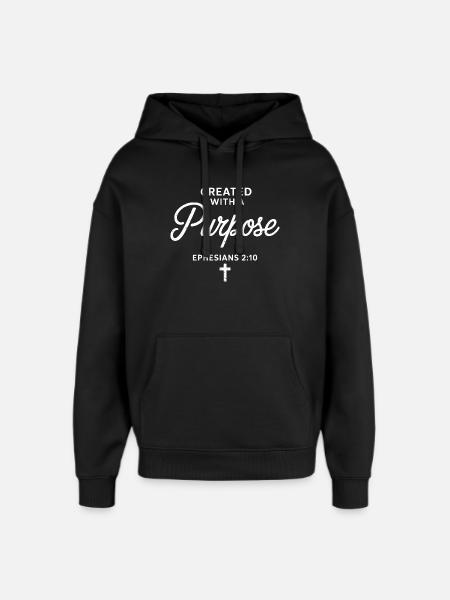 Purposeful Faith Ephesians 2:10 - Oversized Unisex Hoodie by Stanley/Stella - black