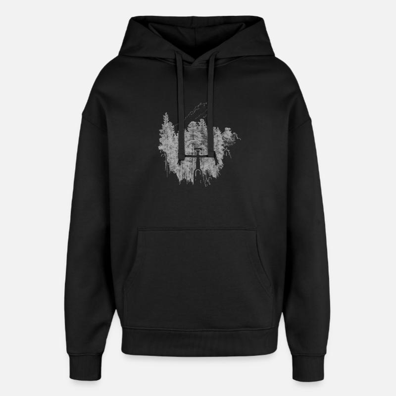 Vélo silhouette en forêt - Sweat à capuche unisexe Stanley/Stella Oversized - noir