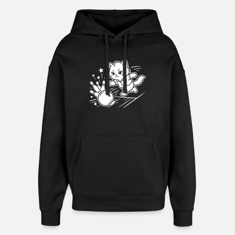 Bowling Kawaii Cat - Sweat à capuche unisexe Stanley/Stella Oversized - noir