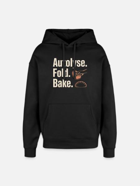 Autolyse Fold Bake Bread Art - Oversized Unisex Hoodie by Stanley/Stella - black
