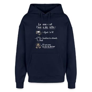 Humour Sexe Mathématiques Citation Drôle Design - Oversized Unisex Hoodie von Stanley/Stella - Navy - Vorne - AI Model Female 172 light (172cm) & AI Model Male 185 light (185cm)