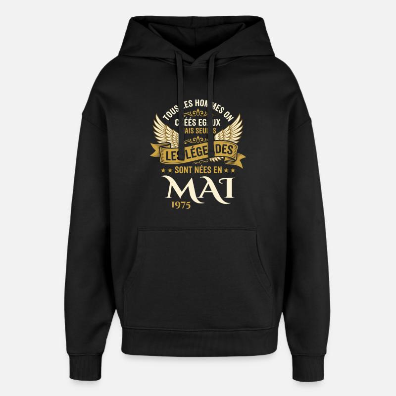 Anniversaire Mai 1975 - Sweat à capuche unisexe Stanley/Stella Oversized - noir