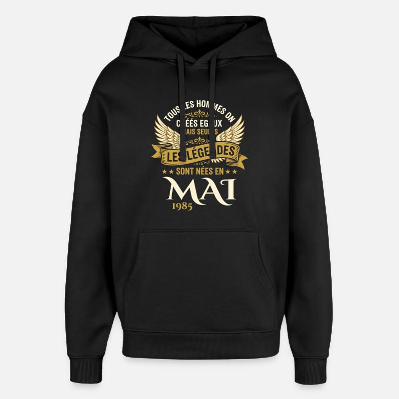 Anniversaire Mai 1985 - Sweat à capuche unisexe Stanley/Stella Oversized - noir