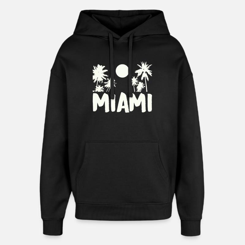 Palmiers de nuit de Miami - Sweat à capuche unisexe Stanley/Stella Oversized - noir