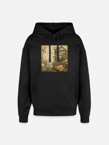 Dyrk Gently Vintage Plakat Drivhusdekoration Blomster - Hættetrøje unisex Stanley/Stella Oversized - sort