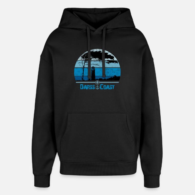 Darss Coast mit Windflüchter und Leuchtturm - Oversized Unisex Hoodie von Stanley/Stella - Schwarz