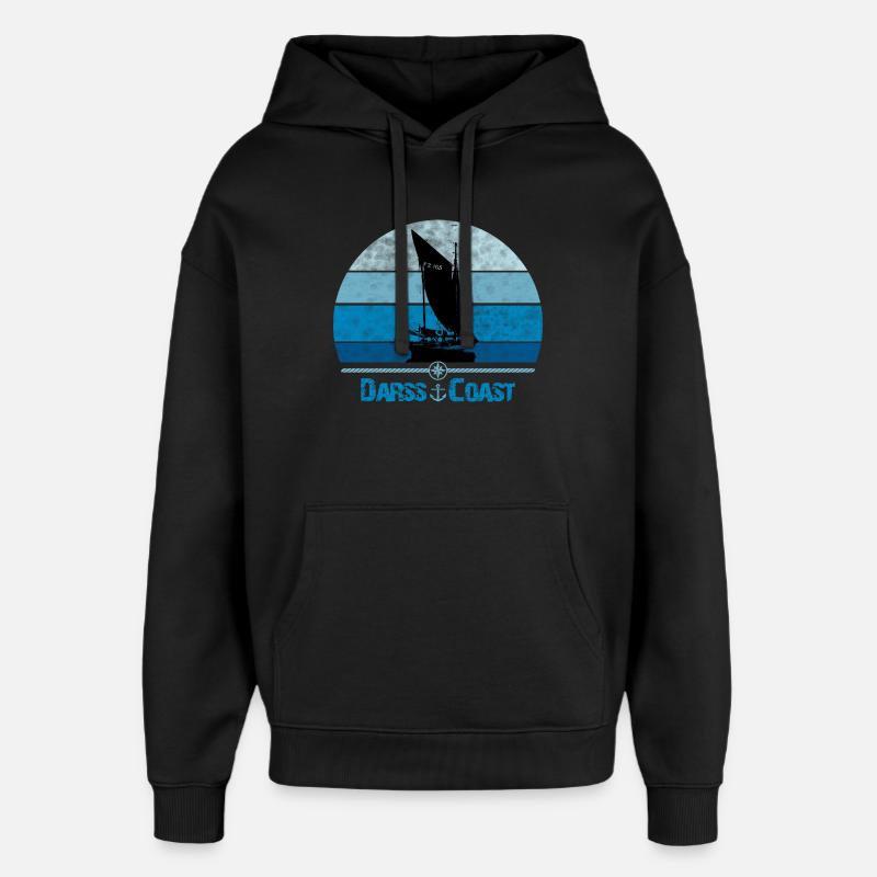 Darss Coast with Zeesboot - Oversized Unisex Hoodie by Stanley/Stella - black